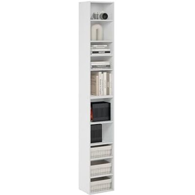 Furinno PASIR Bibliothèque, 10 Niveaux, avec Étagère Ouverte, 23,4 X 30 X 200 Cm, Idéale pour Le Salon, La Chambre Ou Le Bureau, Blanche. Publicité Furinno PASIR Bibliothèque, 10 Niveaux, avec Étagère Ouverte, 23,4 X 30 X 200 Cm, Idéale pour Le Salon, La Chambre Ou Le Bureau, Blanche. Publicité