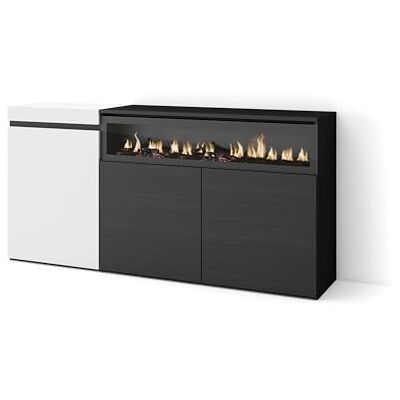 Skraut Home Buffet Salon et Cuisine Meuble de Rangement, Commode 150x75x35cm 3 Portes Cheminée électrique Style Moderne Blanc et Noir - Publicité Skraut Home Buffet Salon et Cuisine Meuble de Rangement, Commode 150x75x35cm 3 Portes Cheminée électrique Style Moderne Blanc et Noir - Publicité
