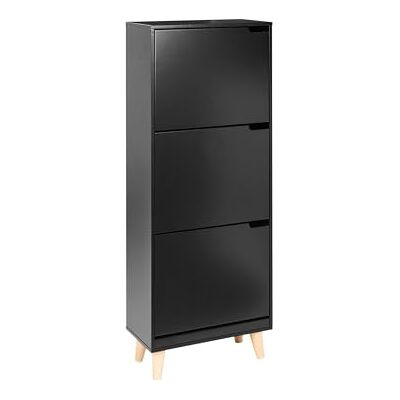 Beliani Meuble de Rangement pour Chaussures avec 3 Compartiments MDF Noir Neika - Publicité Beliani Meuble de Rangement pour Chaussures avec 3 Compartiments MDF Noir Neika - Publicité