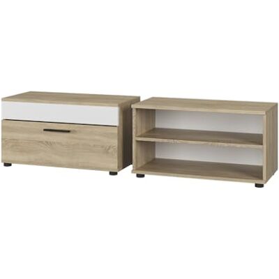 Vicco Armoire de Salon Berno, Sonoma/Blanc, 2 pièces, pour Le Rangement des appareils multimédias et des Accessoires de Maison - Publicité Vicco Armoire de Salon Berno, Sonoma/Blanc, 2 pièces, pour Le Rangement des appareils multimédias et des Accessoires de Maison - Publicité