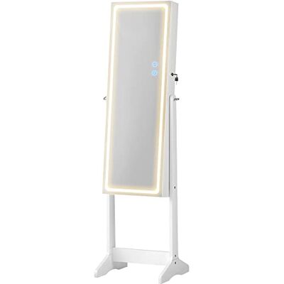 SONGMICS Armoire à Bijoux, Miroir sur Pieds, Lumières LED à 3 Couleurs et Intensité Réglable, Rangement Accessoire, Miroir sans Cadre, Miroir Intérieur avec Lumières, Blanc JJC012W01 - Publicité SONGMICS Armoire à Bijoux, Miroir sur Pieds, Lumières LED à 3 Couleurs et Intensité Réglable, Rangement Accessoire, Miroir sans Cadre, Miroir Intérieur avec Lumières, Blanc JJC012W01 - Publicité