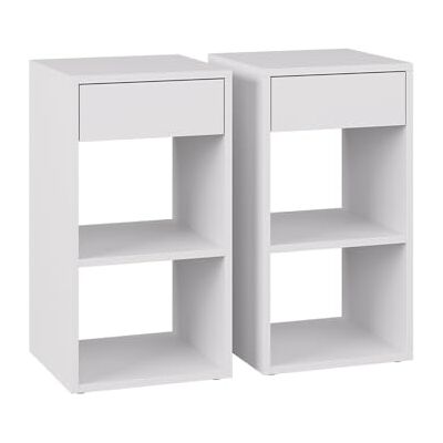 Vicco Table de Nuit Dany, Blanc, Ensemble de 2, Convient pour Le Rangement de Livres et de Magazines - Publicité Vicco Table de Nuit Dany, Blanc, Ensemble de 2, Convient pour Le Rangement de Livres et de Magazines - Publicité