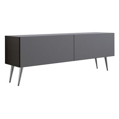 3E 3xE living.com Meuble TV : Deux Portes, Deux étagères, Couleur : Anthracite, Pieds chromés, D : L : 140 cm, H : 52 cm, P : 32 cm - Publicité 3E 3xE living.com Meuble TV : Deux Portes, Deux étagères, Couleur : Anthracite, Pieds chromés, D : L : 140 cm, H : 52 cm, P : 32 cm - Publicité