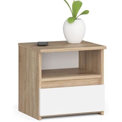 AKORD Table de Nuit avec tiroir Chevet, Table de Nuit Armoire de Chambre L40 x H40 x P35 cm Chêne Sonoma & Façade Blanc - Publicité AKORD Table de Nuit avec tiroir Chevet, Table de Nuit Armoire de Chambre L40 x H40 x P35 cm Chêne Sonoma & Façade Blanc - Publicité