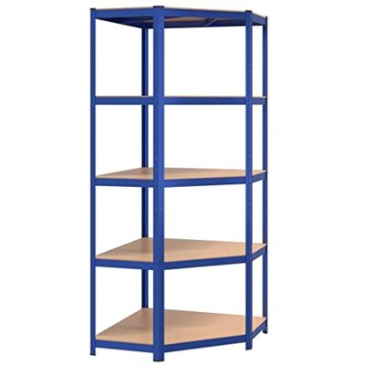 vidaXL Étagère d'angle à 5 Niveaux Étagère de Stockage Meuble de Rangement Stockage d'Atelier Garage Entrepôt Bleu Acier et Bois d'Ingénierie - Publicité vidaXL Étagère d'angle à 5 Niveaux Étagère de Stockage Meuble de Rangement Stockage d'Atelier Garage Entrepôt Bleu Acier et Bois d'Ingénierie - Publicité