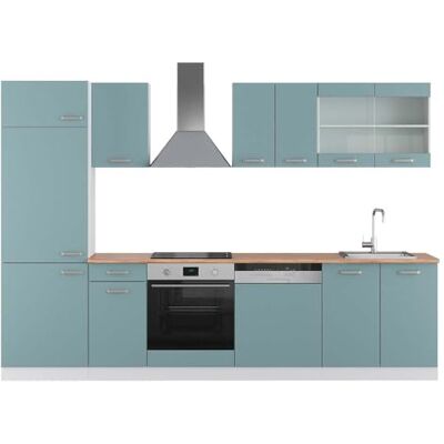 Vicco Cuisine R-Line, Bleu-Gris/Blanc, 300cm, PT Chêne, adapté à la Disposition individuelle et à l’Extension des modules - Publicité Vicco Cuisine R-Line, Bleu-Gris/Blanc, 300cm, PT Chêne, adapté à la Disposition individuelle et à l’Extension des modules - Publicité