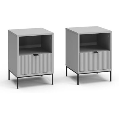 Vicco Table de Nuit Eliza, Gris, Lot de 2, utilisable comme Surface de dépôt à côté du lit ou du canapé - Publicité Vicco Table de Nuit Eliza, Gris, Lot de 2, utilisable comme Surface de dépôt à côté du lit ou du canapé - Publicité