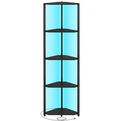 VASAGLE Étagère d'angle à 5 Niveaux, Bibliothèque avec Éclairage LED Réglable, Meuble de Rangement avec Cadre en Acier, 24,8 x 48 x 146,6 cm, pour Salon, Chambre, Bureau, Noir Boisé LBC590B02 - Publicité VASAGLE Étagère d'angle à 5 Niveaux, Bibliothèque avec Éclairage LED Réglable, Meuble de Rangement avec Cadre en Acier, 24,8 x 48 x 146,6 cm, pour Salon, Chambre, Bureau, Noir Boisé LBC590B02 - Publicité