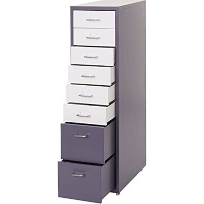 Décoshop26 Caisson à tiroirs sur roulettes Rangement Bureau 8 tiroirs 110x28x41cm en Acier Gris foncé Blanc-Noir Gris foncé 04_0004359 - Publicité Décoshop26 Caisson à tiroirs sur roulettes Rangement Bureau 8 tiroirs 110x28x41cm en Acier Gris foncé Blanc-Noir Gris foncé 04_0004359 - Publicité