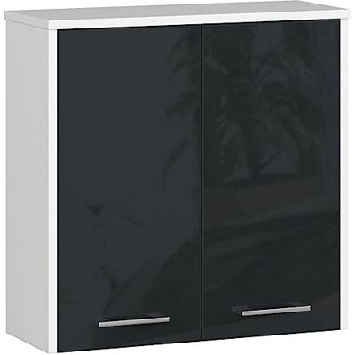 AKORD Meuble Haut WC Suspendu Fin L60 2 Portes Etagere Murale Commode Salle de Bain Armoire Toilette Mural Placard Cuisine 60x60x22,5 cm Poids 18kg Blanc/Graphite Brillant - Publicité AKORD Meuble Haut WC Suspendu Fin L60 2 Portes Etagere Murale Commode Salle de Bain Armoire Toilette Mural Placard Cuisine 60x60x22,5 cm Poids 18kg Blanc/Graphite Brillant - Publicité