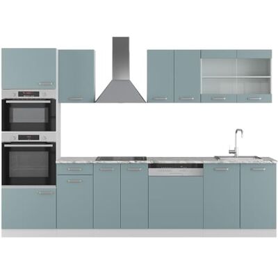 Vicco Cuisine R-Line, Bleu-Gris, 300cm avec Armoire Haute, sans PT, avec modules disposables de manière Variable et Pieds réglables en Hauteur - Publicité Vicco Cuisine R-Line, Bleu-Gris, 300cm avec Armoire Haute, sans PT, avec modules disposables de manière Variable et Pieds réglables en Hauteur - Publicité