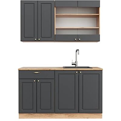 Vicco Cuisine Fame-Line, Anthracite Campagne/Chêne doré, 140cm sans PT, pour Une Combinaison Libre avec des modules de Cuisine complémentaires - Publicité Vicco Cuisine Fame-Line, Anthracite Campagne/Chêne doré, 140cm sans PT, pour Une Combinaison Libre avec des modules de Cuisine complémentaires - Publicité