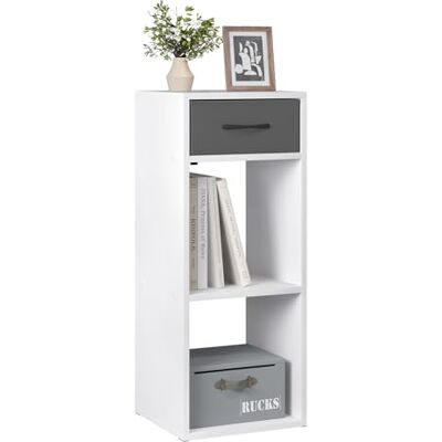 WOLTU Bibliothèque, Meuble de Rangement à 3 Niveaux avec Tiroir, Étagère Autoportante, Étagère Cubique Ouverte, pour Bureau, Chambre à Coucher, Salon, Chambre d'enfant, Blanc, SK055ws - Publicité WOLTU Bibliothèque, Meuble de Rangement à 3 Niveaux avec Tiroir, Étagère Autoportante, Étagère Cubique Ouverte, pour Bureau, Chambre à Coucher, Salon, Chambre d'enfant, Blanc, SK055ws - Publicité