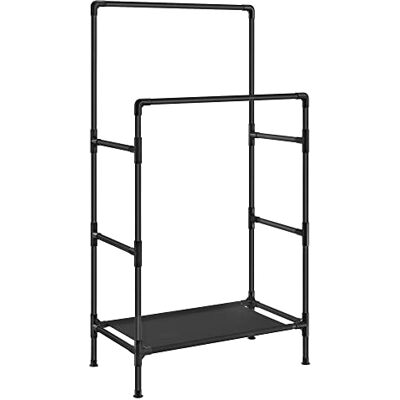 SONGMICS Portant à Vêtements Double Barre, Porte-manteau, Penderie, Organisateur, en Métal, avec Étagère de Rangement à 2 Niveaux, Charge 55 kg, Montage Facile, Noir RDR001B02 - Publicité SONGMICS Portant à Vêtements Double Barre, Porte-manteau, Penderie, Organisateur, en Métal, avec Étagère de Rangement à 2 Niveaux, Charge 55 kg, Montage Facile, Noir RDR001B02 - Publicité