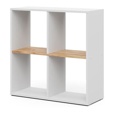 Vicco Meuble de Rangement Cube Tetra, Chêne Blanc/Force de l'or, 72x72.6cm, pour Le Rangement et la présentation de Livres ou de boîtes décoratives - Publicité Vicco Meuble de Rangement Cube Tetra, Chêne Blanc/Force de l'or, 72x72.6cm, pour Le Rangement et la présentation de Livres ou de boîtes décoratives - Publicité