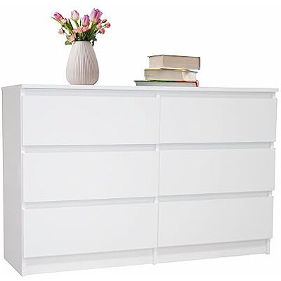Home Collective Commode blanche avec six tiroirs, couloir, armoire, buffet, haute-board, largeur 100 cm, hauteur 77 cm - Publicité Home Collective Commode blanche avec six tiroirs, couloir, armoire, buffet, haute-board, largeur 100 cm, hauteur 77 cm - Publicité