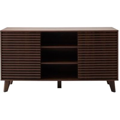 Calicosy – Buffet 2 Portes Coulissantes Effet Bois Rainuré – Décor Bois Noyer Foncé – Collection Fribourg – Meuble de Rangement Salon, Salle à Manger – L 140 x P 39 x H 75 cm - Publicité Calicosy – Buffet 2 Portes Coulissantes Effet Bois Rainuré – Décor Bois Noyer Foncé – Collection Fribourg – Meuble de Rangement Salon, Salle à Manger – L 140 x P 39 x H 75 cm - Publicité