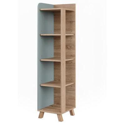 Vicco Étagère de Salle de Bain Karen, Sonoma/Bleu, 30x128cm avec 4 Compartiments, pour Le Rangement des Accessoires de Salle de Bain et combinable - Publicité Vicco Étagère de Salle de Bain Karen, Sonoma/Bleu, 30x128cm avec 4 Compartiments, pour Le Rangement des Accessoires de Salle de Bain et combinable - Publicité