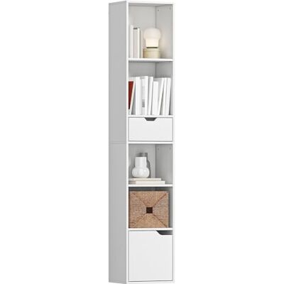 HOMCOM Bibliothèque, étagère à Livres, Meuble de Rangement avec tiroir, Placard et Compartiments Ouvertes, étagère de Rangement pour Salon, Chambre Bureau, 30 x 24 x 158 cm, Blanc - Publicité HOMCOM Bibliothèque, étagère à Livres, Meuble de Rangement avec tiroir, Placard et Compartiments Ouvertes, étagère de Rangement pour Salon, Chambre Bureau, 30 x 24 x 158 cm, Blanc - Publicité