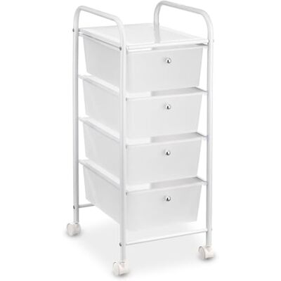 Idimex Blanc Plastique Métal 4 Tiroirs Armoire Mobile - Publicité Idimex Blanc Plastique Métal 4 Tiroirs Armoire Mobile - Publicité