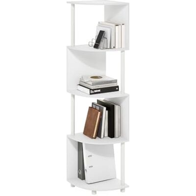 Furinno ECON, Étagère d'angle, Bibliothèque d'angle À 4 Niveaux, Rangement en Zigzag, Présentoir Étagère À Livres, Rangement, Salon/Bureau, Blanc - Publicité Furinno ECON, Étagère d'angle, Bibliothèque d'angle À 4 Niveaux, Rangement en Zigzag, Présentoir Étagère À Livres, Rangement, Salon/Bureau, Blanc - Publicité
