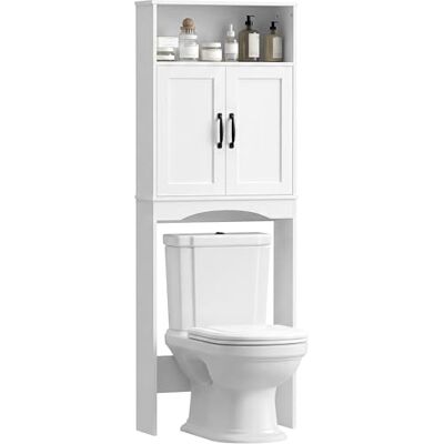 HOMCOM Meuble sur WC, Armoire sur WC, Meuble de Salle de Bain avec 2 Portes à Fermeture silencieuse, étagère Ouverte pour buanderies, Petits espaces, 64 x 21 x 173,5 cm, Blanc - Publicité HOMCOM Meuble sur WC, Armoire sur WC, Meuble de Salle de Bain avec 2 Portes à Fermeture silencieuse, étagère Ouverte pour buanderies, Petits espaces, 64 x 21 x 173,5 cm, Blanc - Publicité