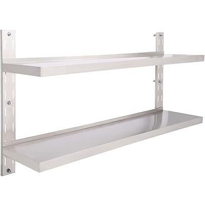 vidaXL Étagère Murale à 2 Niveaux Etagère Flottante Etagère Suspendue Stockage Assiette Plat Cuisine Maison Intérieur Acier Inoxydable 150x30 cm - Publicité vidaXL Étagère Murale à 2 Niveaux Etagère Flottante Etagère Suspendue Stockage Assiette Plat Cuisine Maison Intérieur Acier Inoxydable 150x30 cm - Publicité