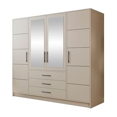 Mirjan24 Armoire Bado 4D à portes battantes, armoire avec miroir, tiroirs et portes miroir, armoire élégante pour chambre à coucher, chambre d'adolescent (cachemire) - Publicité Mirjan24 Armoire Bado 4D à portes battantes, armoire avec miroir, tiroirs et portes miroir, armoire élégante pour chambre à coucher, chambre d'adolescent (cachemire) - Publicité
