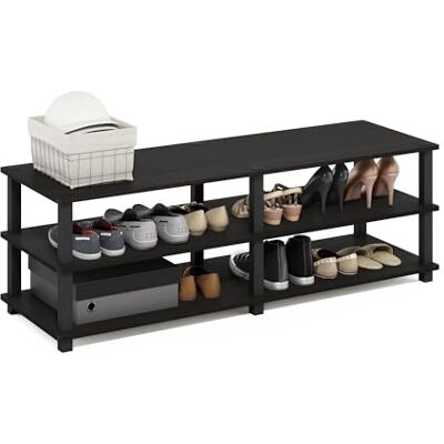 Furinno 14038EX/BK Turn-S-Tube No Tools Rack de Rangement à 3 Niveaux pour Chaussures, Espresso/Noir, Bois dense, One Size - Publicité Furinno 14038EX/BK Turn-S-Tube No Tools Rack de Rangement à 3 Niveaux pour Chaussures, Espresso/Noir, Bois dense, One Size - Publicité
