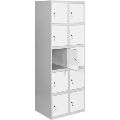 Simon Rack SimonRack Casier Vestiaire Metallique, 5 Porte, 1800x600x500 mm, Gris/Blanc, 1800x600x500 - Publicité Simon Rack SimonRack Casier Vestiaire Metallique, 5 Porte, 1800x600x500 mm, Gris/Blanc, 1800x600x500 - Publicité
