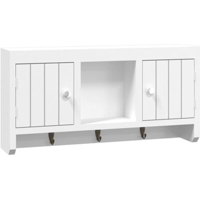 vidaXL Armoire à clés Blanc 40x8,5x20 cm Bois d'ingénierie et Acier, étagère Murale, présentoir, étagère Suspendue, étagère Flottante, Rangement Mural - Publicité vidaXL Armoire à clés Blanc 40x8,5x20 cm Bois d'ingénierie et Acier, étagère Murale, présentoir, étagère Suspendue, étagère Flottante, Rangement Mural - Publicité