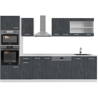 Vicco Cuisine R-Line, Béton Noir, 300cm PT Marbre, avec modules disposables de manière Variable et Pieds réglables en Hauteur - Publicité Vicco Cuisine R-Line, Béton Noir, 300cm PT Marbre, avec modules disposables de manière Variable et Pieds réglables en Hauteur - Publicité