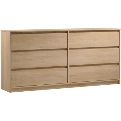 AXLIVING Commode Mormanno K6S 181 cm Chêne Crème 6 Tiroirs Design Moderne sans Poignée pour Chambre à Coucher - Publicité AXLIVING Commode Mormanno K6S 181 cm Chêne Crème 6 Tiroirs Design Moderne sans Poignée pour Chambre à Coucher - Publicité