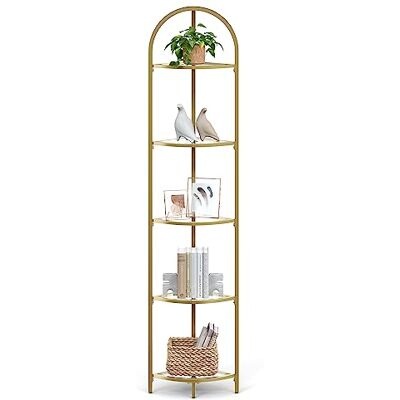 VASAGLE Étagère d'angle à 5 Niveaux, Bibliothèque, Cadre en Métal, Étagère de Rangement en Verre Trempé, Antirouille, Salon, Chambre, Cuisine, Salle de Bain, Moderne, Doré LGT810A01 - Publicité VASAGLE Étagère d'angle à 5 Niveaux, Bibliothèque, Cadre en Métal, Étagère de Rangement en Verre Trempé, Antirouille, Salon, Chambre, Cuisine, Salle de Bain, Moderne, Doré LGT810A01 - Publicité