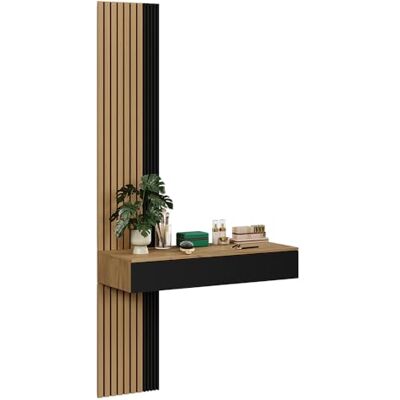 Vicco Coiffeuse Melina, Chêne/Noir, 100cm avec 2 tiroirs, Parfait pour Une Routine beauté structurée - Publicité Vicco Coiffeuse Melina, Chêne/Noir, 100cm avec 2 tiroirs, Parfait pour Une Routine beauté structurée - Publicité