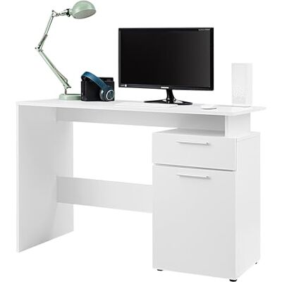 ACAZA Bureau en Bois avec 2 Tiroirs 110 cm de Long Mobilier de Bureau Blanc - Publicité ACAZA Bureau en Bois avec 2 Tiroirs 110 cm de Long Mobilier de Bureau Blanc - Publicité