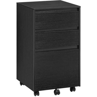 WOLTU Caisson Bureau Mobile, Meuble Rangement, Caisson de Bureau sur roulettes, Rangement Documents avec 3 Tiroirs, Noir, 40x40x71.5cm - Publicité WOLTU Caisson Bureau Mobile, Meuble Rangement, Caisson de Bureau sur roulettes, Rangement Documents avec 3 Tiroirs, Noir, 40x40x71.5cm - Publicité