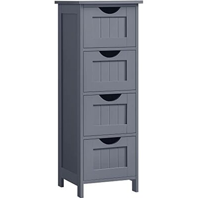 VASAGLE Meuble de Salle de Bain, Armoire sur Pied, avec 4 Tiroirs, 30 x 30 x 82 cm, pour Salon, Salle à Manger, Cuisine, Style Moderne, Gris LHC040G01 - Publicité VASAGLE Meuble de Salle de Bain, Armoire sur Pied, avec 4 Tiroirs, 30 x 30 x 82 cm, pour Salon, Salle à Manger, Cuisine, Style Moderne, Gris LHC040G01 - Publicité
