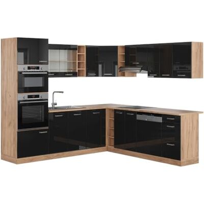 Vicco Cuisine en Angle R-Line, Noir Brillant/Chêne doré, 247x60cm, PT Chêne, pour Une Configuration personnalisée et Une Extension avec des modules supplémentaires - Publicité Vicco Cuisine en Angle R-Line, Noir Brillant/Chêne doré, 247x60cm, PT Chêne, pour Une Configuration personnalisée et Une Extension avec des modules supplémentaires - Publicité