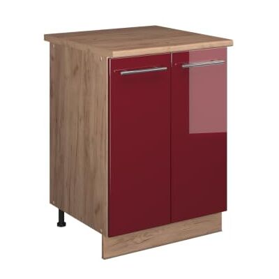 Vicco Meuble Bas sous-évier Fame-Line, Rouge Bordeaux Haute Brillance/Chêne de Force doré, 60cm, à Combiner avec d'autres modules de la série Fame-Line - Publicité Vicco Meuble Bas sous-évier Fame-Line, Rouge Bordeaux Haute Brillance/Chêne de Force doré, 60cm, à Combiner avec d'autres modules de la série Fame-Line - Publicité