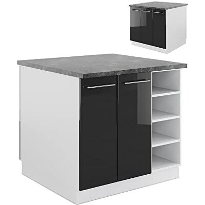 Vicco Îlot de Cuisine Fame-Line, Anthracite Brillant/Blanc, 90cm sans PT, pour Une Extension Flexible avec d'autres modules de Cuisine - Publicité Vicco Îlot de Cuisine Fame-Line, Anthracite Brillant/Blanc, 90cm sans PT, pour Une Extension Flexible avec d'autres modules de Cuisine - Publicité