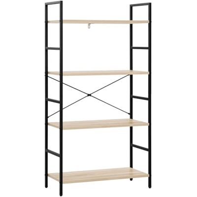 WOLTU Étagère Rangement, Bibliothèque à 4 Niveaux, Meuble de Rangement, Cadre en Métal, pour Salon, Chambre, Cuisine, Bureau, 60x28x116cm, Chêne Clair + Noir - Publicité WOLTU Étagère Rangement, Bibliothèque à 4 Niveaux, Meuble de Rangement, Cadre en Métal, pour Salon, Chambre, Cuisine, Bureau, 60x28x116cm, Chêne Clair + Noir - Publicité