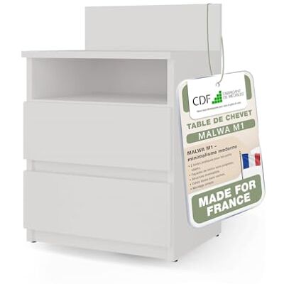 CDF Table de Nuit M1 Malwa, Table de Nuit Couleur : Blanc Idéal pour Chambre à Coucher, Chambre d'enfant, Adolescent Deux tiroirs spacieux Tiroirs sans poignées - Publicité CDF Table de Nuit M1 Malwa, Table de Nuit Couleur : Blanc Idéal pour Chambre à Coucher, Chambre d'enfant, Adolescent Deux tiroirs spacieux Tiroirs sans poignées - Publicité