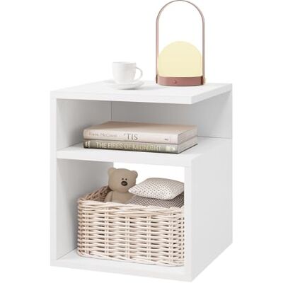 EUGAD Table de Chevet avec 2 Compartiments Ouverts, Table de Nuit, Design Simple, 35x35x41,5 cm, en Bois d'Ingénierie, Blanc, 0002CTG - Publicité EUGAD Table de Chevet avec 2 Compartiments Ouverts, Table de Nuit, Design Simple, 35x35x41,5 cm, en Bois d'Ingénierie, Blanc, 0002CTG - Publicité