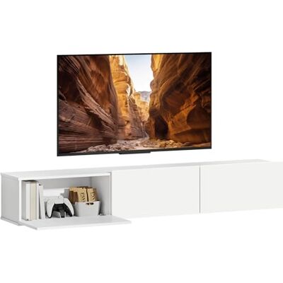 HOMCOM Armoire TV Lowboard Suspendue 180 cm Haute Brillance Table TV pour téléviseur jusqu'à 82 Pouces Armoire Suspendue avec 3 abattants, Portes Soft-Close pour Le Salon Blanc - Publicité HOMCOM Armoire TV Lowboard Suspendue 180 cm Haute Brillance Table TV pour téléviseur jusqu'à 82 Pouces Armoire Suspendue avec 3 abattants, Portes Soft-Close pour Le Salon Blanc - Publicité