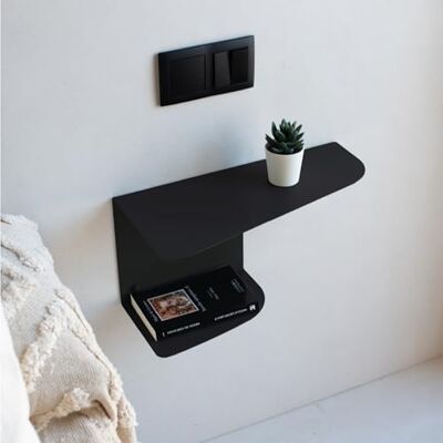 MILUKA Ensemble de 2 tables de chevet noires 40 x 20 cm Tables de chevet de chambre en métal avec 2 étagères Table de chevet flottante, étagère d'angle ou petit meuble d'entrée Modèle GEOMI - Publicité MILUKA Ensemble de 2 tables de chevet noires 40 x 20 cm Tables de chevet de chambre en métal avec 2 étagères Table de chevet flottante, étagère d'angle ou petit meuble d'entrée Modèle GEOMI - Publicité