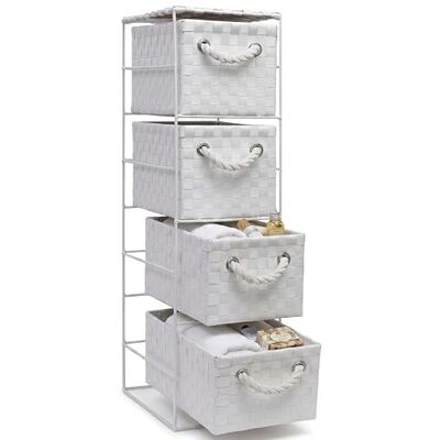 ARPAN Meuble de rangement blanc à 4 tiroirs idéal pour la maison/bureau/chambre (meuble à 4 tiroirs – 18 x 25 x 65 cm) - Publicité ARPAN Meuble de rangement blanc à 4 tiroirs idéal pour la maison/bureau/chambre (meuble à 4 tiroirs – 18 x 25 x 65 cm) - Publicité