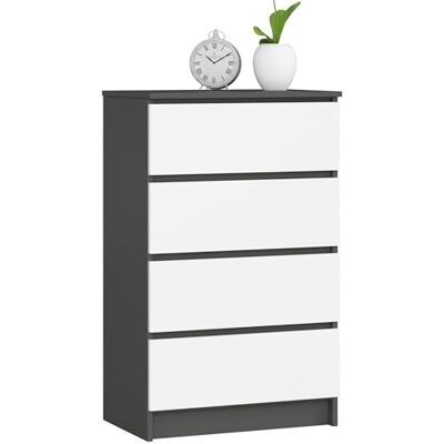 Home Collective Commode blanc graphite avec 4 tiroirs spacieux, 60 cm de large, 99 cm de haut, commode pour chambre à coucher, couloir, salon, organiseur avec tiroirs, buffet haut en bois, armoire - Publicité Home Collective Commode blanc graphite avec 4 tiroirs spacieux, 60 cm de large, 99 cm de haut, commode pour chambre à coucher, couloir, salon, organiseur avec tiroirs, buffet haut en bois, armoire - Publicité