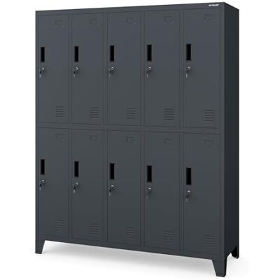 Jan Nowak Casier vestiaire 5B2A Armoire Metallique 10 Compartiments revêtement en Poudre 172 cm x 136 cm x 45 cm (Anthracite) - Publicité Jan Nowak Casier vestiaire 5B2A Armoire Metallique 10 Compartiments revêtement en Poudre 172 cm x 136 cm x 45 cm (Anthracite) - Publicité