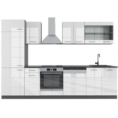 Vicco Cuisine R-Line, Blanc Brillant/Anthracite, 300cm sans PT, adapté à Une Extension individuelle par modules complémentaires - Publicité Vicco Cuisine R-Line, Blanc Brillant/Anthracite, 300cm sans PT, adapté à Une Extension individuelle par modules complémentaires - Publicité